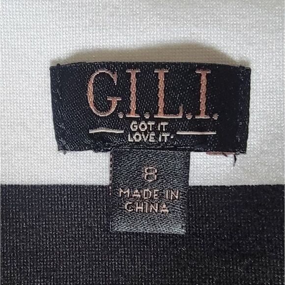 G.I.L.I. Milano Ponte Asymmetric Point Hem Midi Dress in Black & White Stripe - Picture 10 of 11